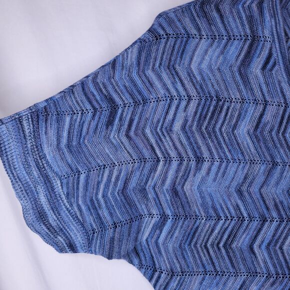 White House Black Market Sweater Small Blue Knit Chevron Dolman - Picture 3 of 11